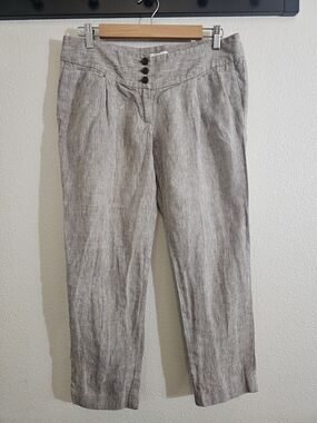 Loft Light Brown Linen Blend Cropped Pants
